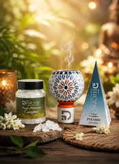 DHICAM Original Camphor Pyramid with Bhimseni Camphor & Ceramic Diffuser | Natural Aroma for Home, Office & Meditation