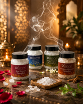 DHICAM Premium Bhimseni Camphor Combo Pack – Rose, Mogra, Sandalwood & Pure Camphor | Long Lasting Natural Aroma for Puja, Meditation & Home Fragrance