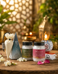 DHICAM Premium Camphor Fragrance Gift Set - Rose & Mogra Bhimseni Camphor with Original Camphor Pyramid and Diffuser