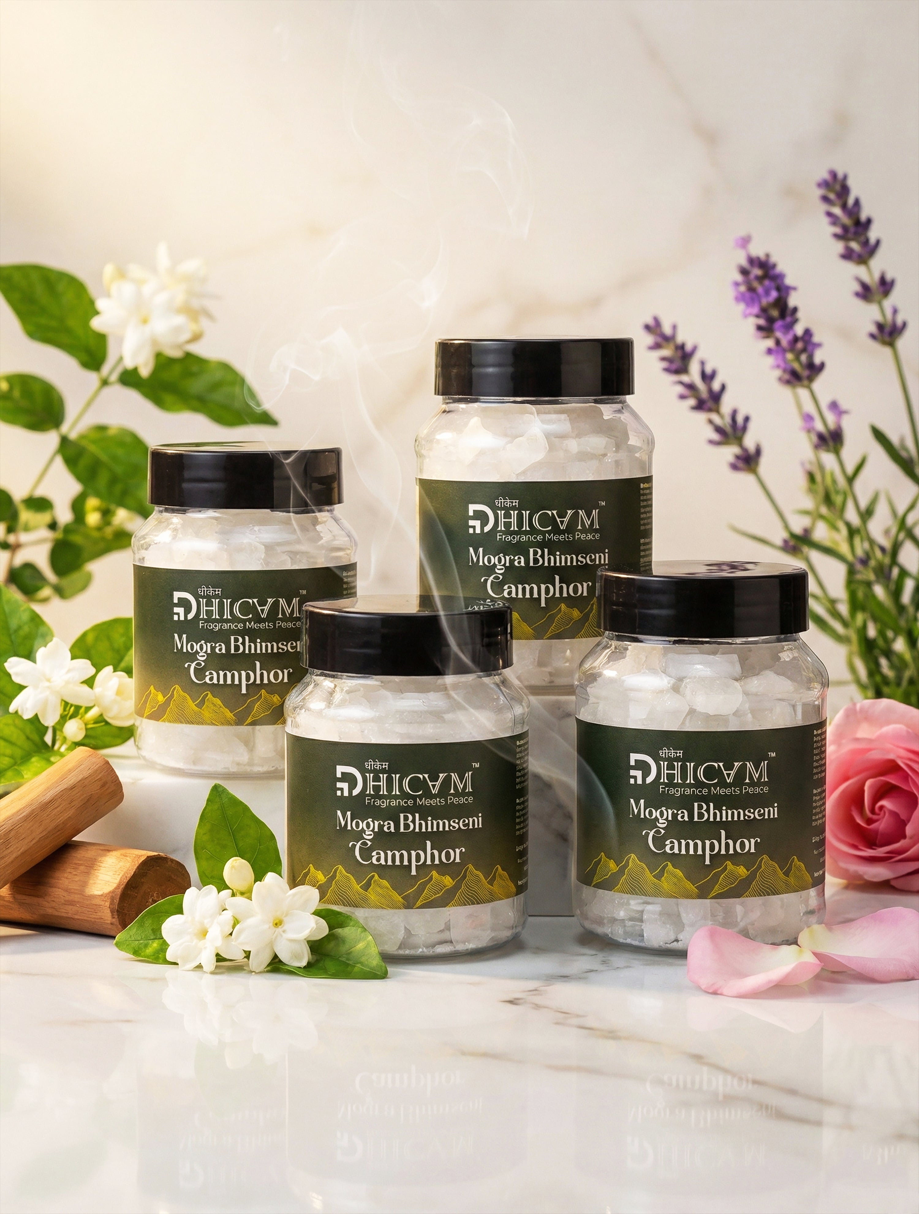 DHICAM Mogra Bhimseni Camphor | 100% Natural | Divine Floral Fragrance | Zero Synthetic