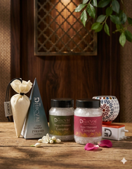 DHICAM Premium Camphor Fragrance Gift Set - Rose & Mogra Bhimseni Camphor with Original Camphor Pyramid and Diffuser