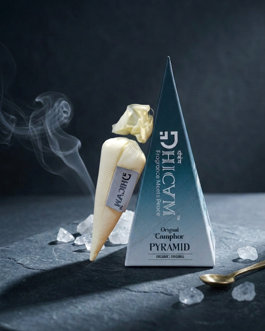 DHICAM Aroma Pyramid – Pure Bhimseni Camphor | Car & Room Freshener | 100% Natural | Zero Synthetic